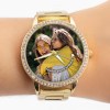 Relógio com Foto Personalizado Dourado