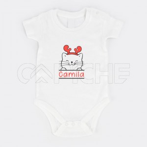 Body para Bebé Gatinho Natalício Personalizável