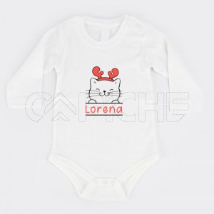 Body para Bebé Gatinho Natalício Personalizável
