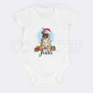 Body para Bebé Pug Natalício Personalizável