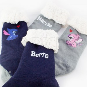 Meias Pantufas Stitch & Angel Casal