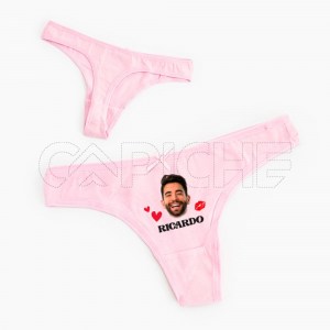 Cueca Tanga Mulher Foto e Nome Personalizado