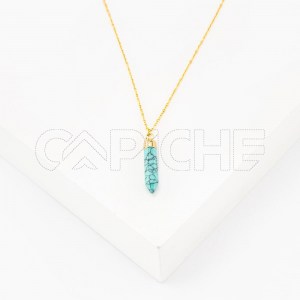 Colar em aço hexagonal cristal