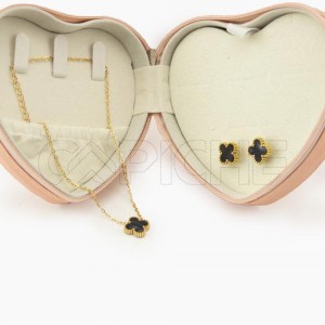 Conjunto de colar e brincos Trevo Noir