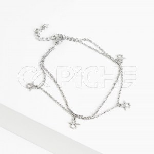 Pulseira em aço para pé Dupla Anjo
