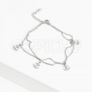 Pulseira em aço para pé dupla Ancora