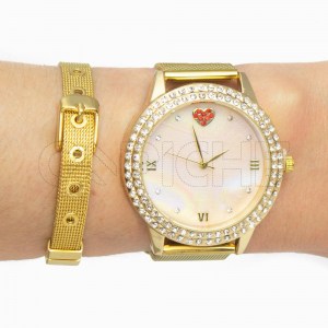 Relógio Amorito com pulseira dourado