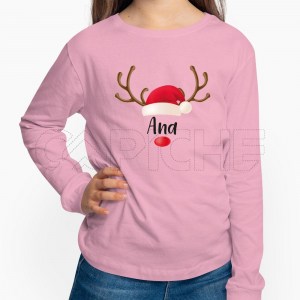 Sweater sem Capuz Criança Rena com Gorro Personalizável