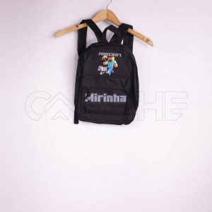 Mochila | Minecraft c/ nome Mirinha | Preta