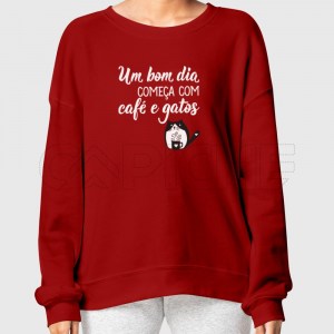 Sweatshirt Mulher Café e Gatos