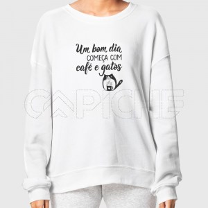 Sweatshirt Mulher Café e Gatos
