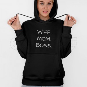 Sweater com Capuz Mulher Wife - Mom - Boss