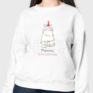Sweatshirt Mulher Meowy Christmas