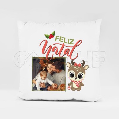 Almofada Feliz Natal com Foto Rena