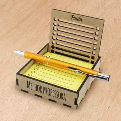 Suporte de secretária para post it e caneta