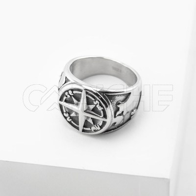 Anel masculino rosa dos Ventos