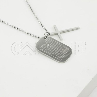 Colar Militar Pai Nosso prateado