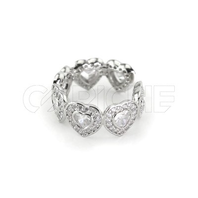 Anel  Zirconia Tennis Jewelry Silver