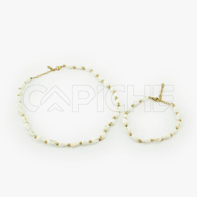 Conjunto colar pulseira pé Búzios