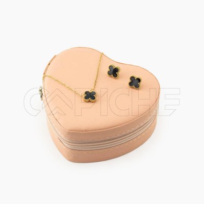 Conjunto de colar e brincos Trevo Noir