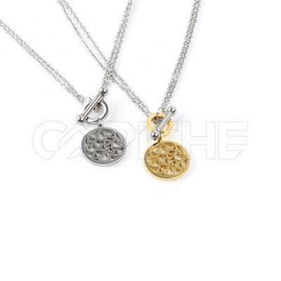 Colar em aço duplo corações