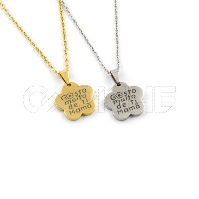 Colar em aço Mãe flor