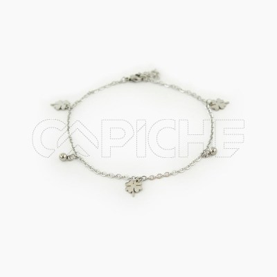 Pulseira em aço para pé Trevo