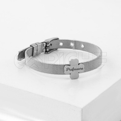 Pulseira aço Trevo