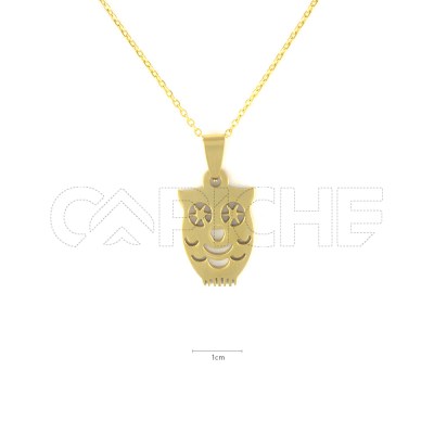 Colar em Aço Coruja Dourado