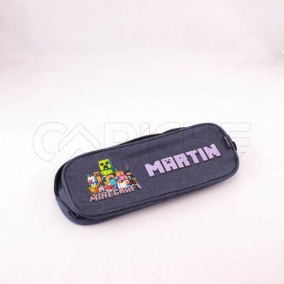 Estojo Escolar Duplo | Minecraft Azul Ganga | Martin