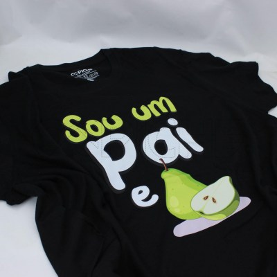 Estampa Impressa T-shirt Unissexo Preta XL