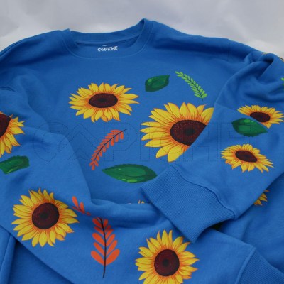 Estampa Impressa Sweater Azul Turquesa L