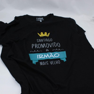 Estampa Impressa T-shirt Unissexo Preto S Santiago