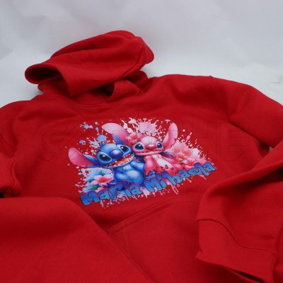 Estampa Impressa Sweater com Capuz 11-12 Vermelha Maria Mihaela
