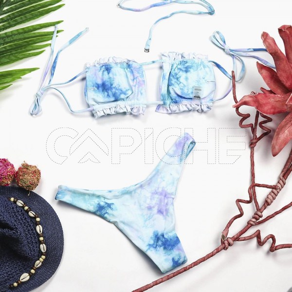 Conjunto bikini Tie Dye Cortina Azul