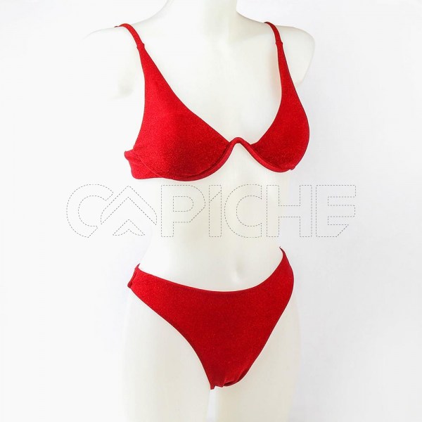 Conjunto bikini Babado Vermelho