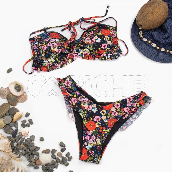 Conjunto bikini Volado Preto