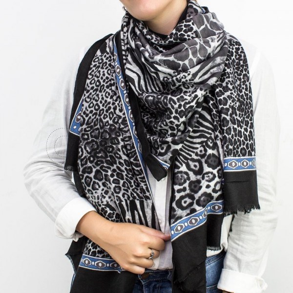 Écharpe Animal Print Preto