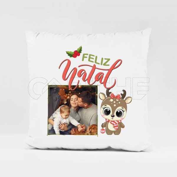 Almofada Feliz Natal com Foto Rena
