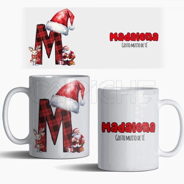 Caneca Natal Xadrex com nome
