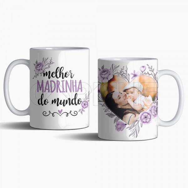 Caneca Melhor Mãe do Mundo Floral com Foto