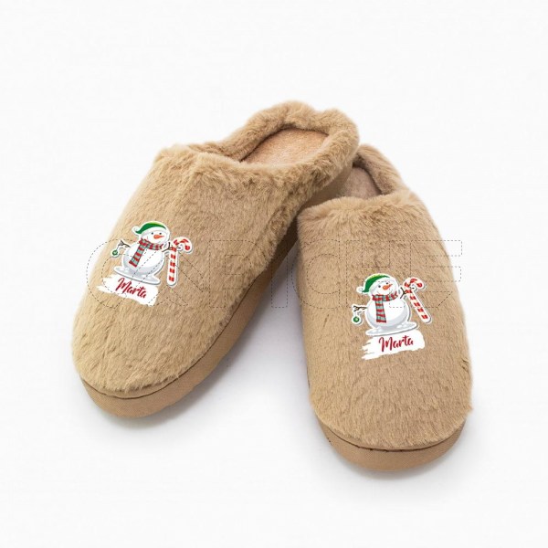 Chinelo Personalizado Pelucia boneco Neve