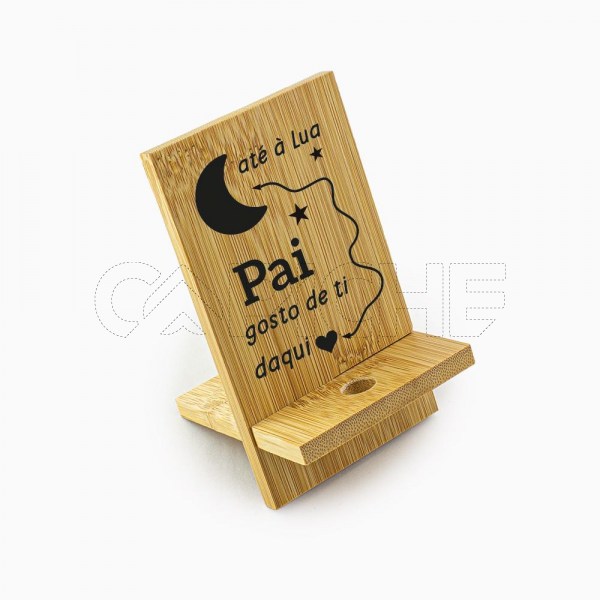 Suporte para telemóvel em bambu Padrinho até à lua