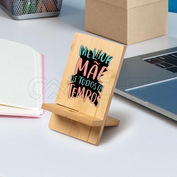 Suporte para telemóvel em bambu Mãe