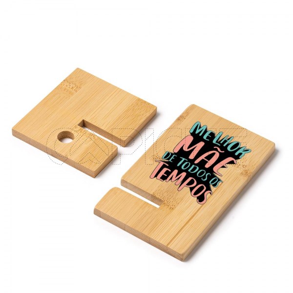 Suporte para telemóvel em bambu Mãe
