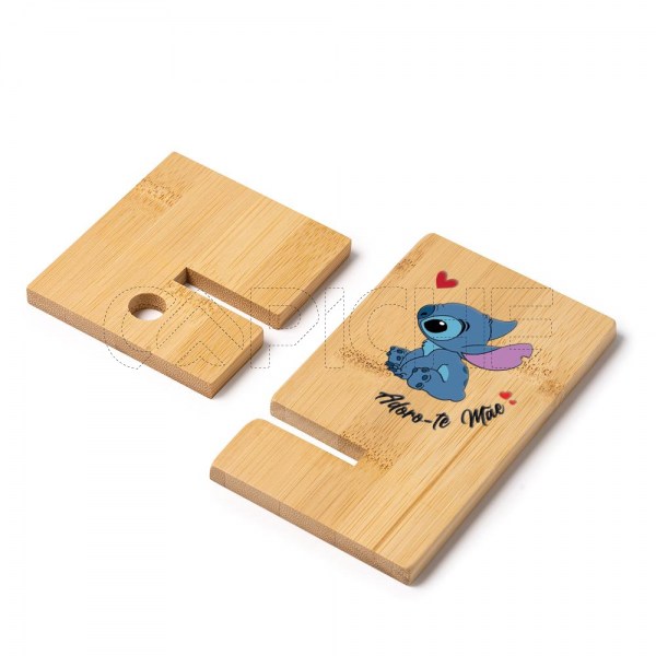 Suporte para telemóvel em bambu Stitch