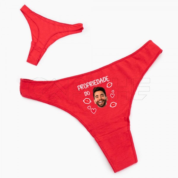 Cueca Tanga Mulher Propriedade Personalizada com Foto