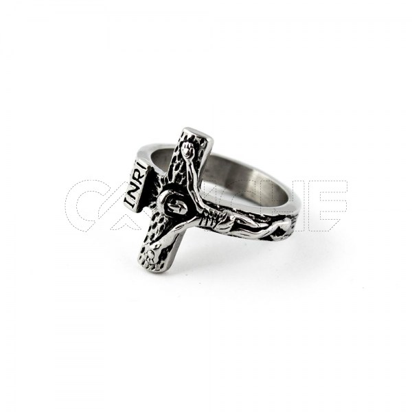 Anel de aço masculino Cristo