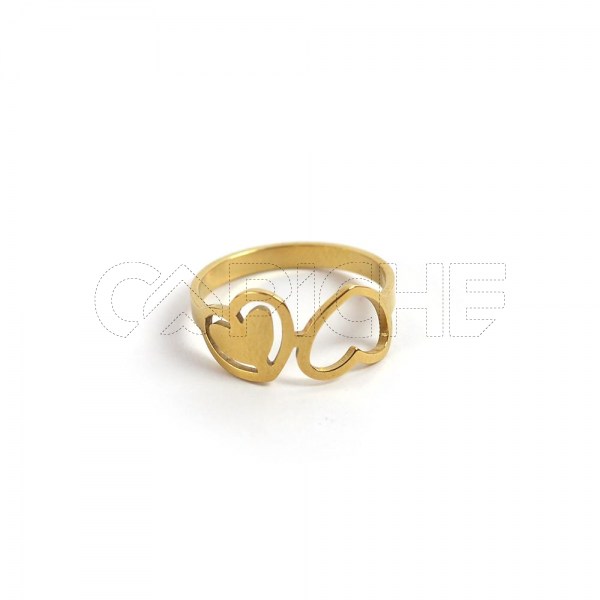 Anel aço dourado lovers