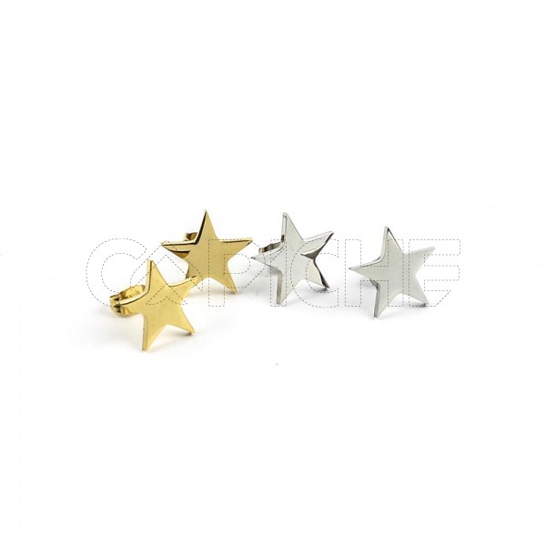Brincos em aço estrela